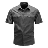 💥70% OFF Ends Tonight! | Men's Cotton Washed Workwear Casual Short-sleeved Shirt | Cotton Washed Fabric | Breathable | Skin-Friendly | Abrasion-Resistant | Multi-Utility Pockets | Wrinkle-Resistant | Daily & Casual Ready | Reinforced Stitching