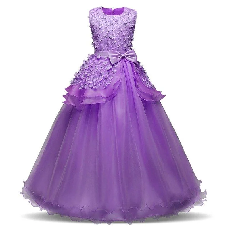 Elegant Princess Fancy Dress For Girls Party Wedding Tulle Lace Long Dresses Ceremony Prom Gown Communion Teen Girl Clothes 14Y