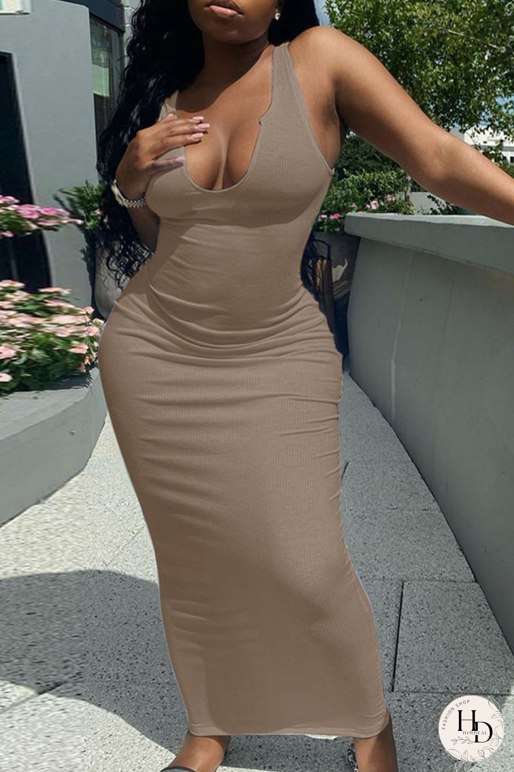 Light Purple Casual Daily Solid Split Joint V Neck A Line Dresses