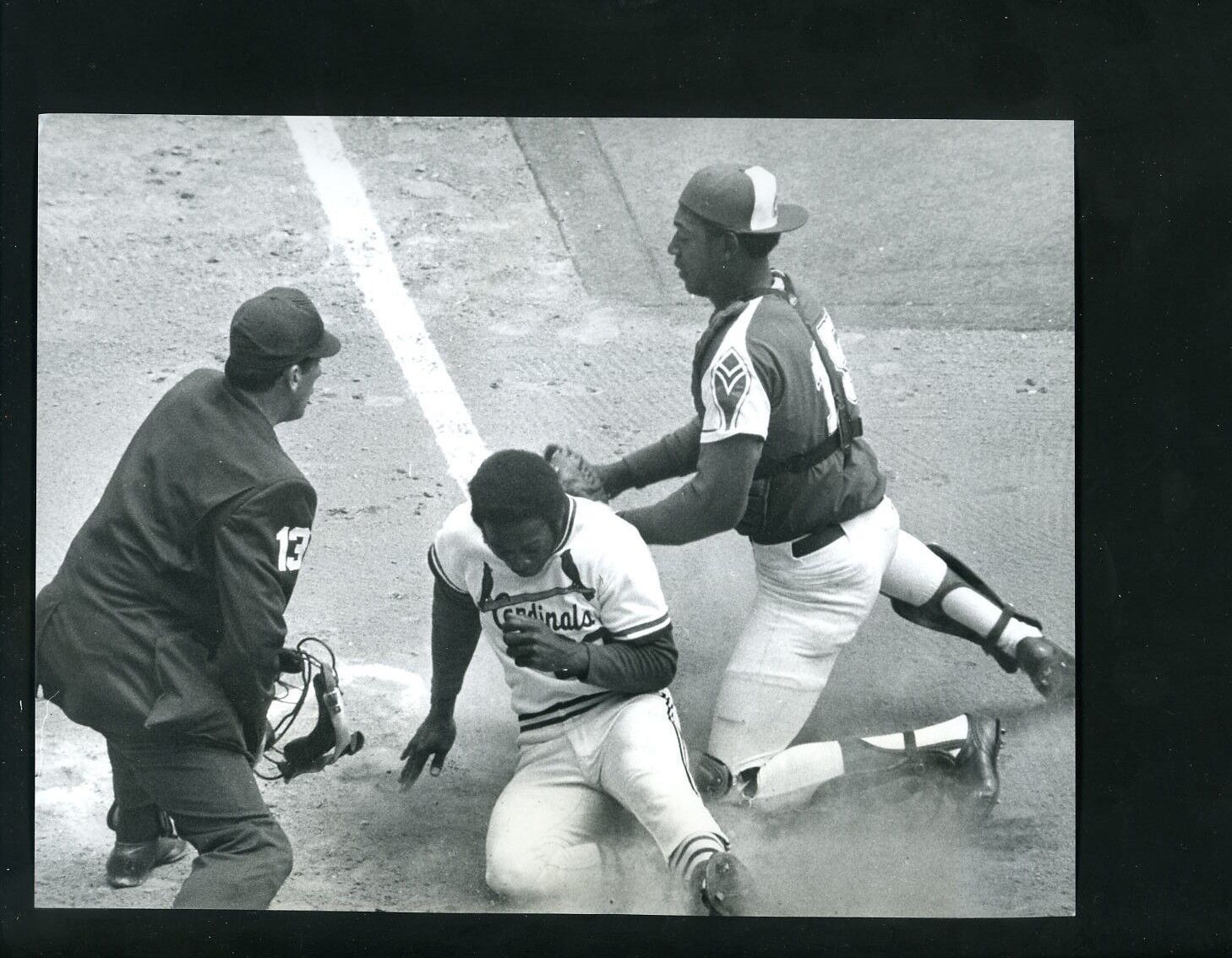 Lou Brock & Paul Casanova Andy Olson 1972 Press Photo Poster painting St. Louis Cardinals Braves