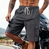 Cotton Linen Cargo Shorts for Men Lightweight Breathable Drawstring Waist Summer Casual Shorts with Side Pockets by Inlyline