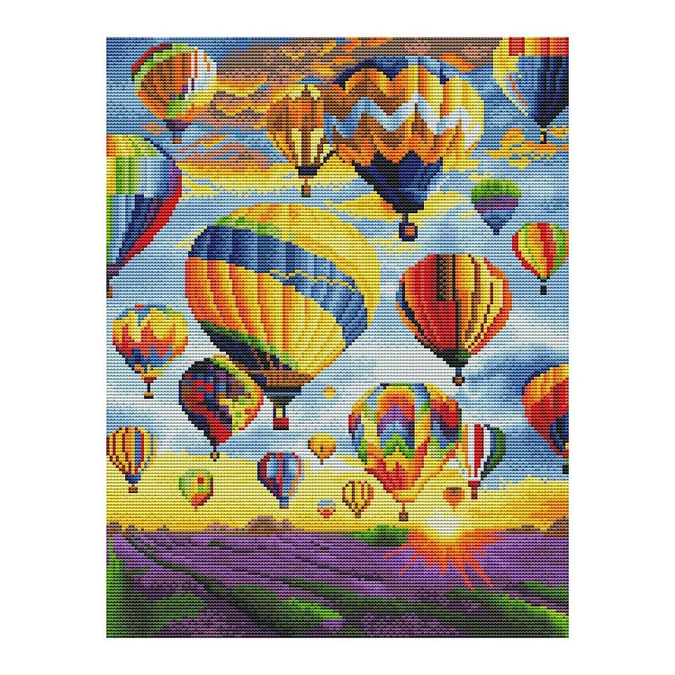Hot Balloon - 11CT 3 Strands Threads Printed Cross Stitch Kit - 50x40cm(Canvas)