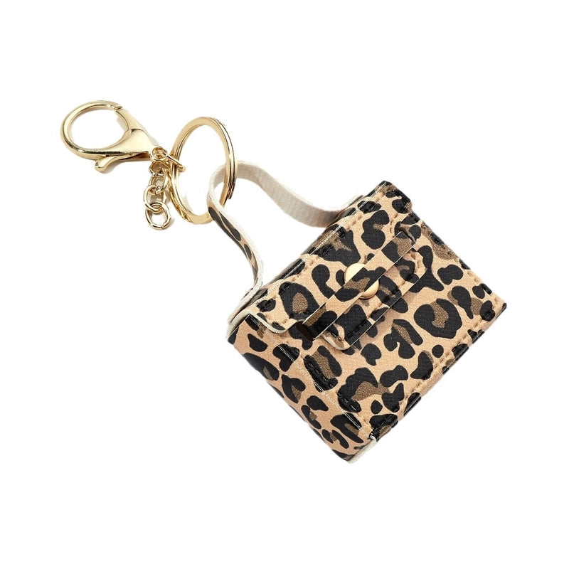 Minimalist Leopard Pu Leather Unisex Bag Pendant Keychain