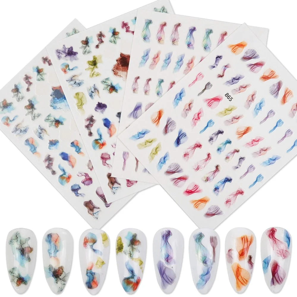 [Beautizon] Marbling Effect Nail Sticker Marble Effect Nail Decals 3D Nail Art Sticker water decal DIYVdecorations