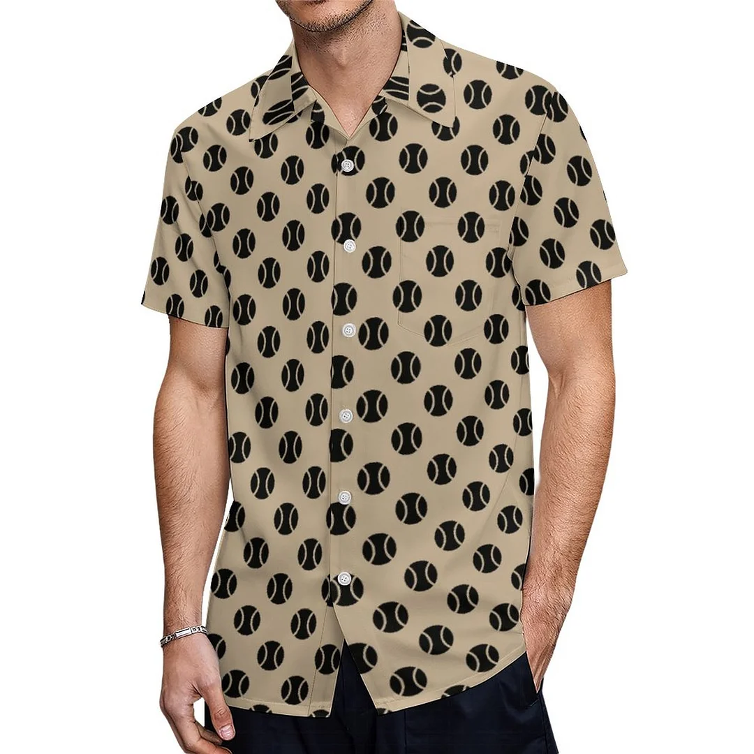 Short Sleeve Tennis Ball Polka Dots Hawaiian Shirt Mens Button Down Plus Size Tropical Hawaii Beach Shirts