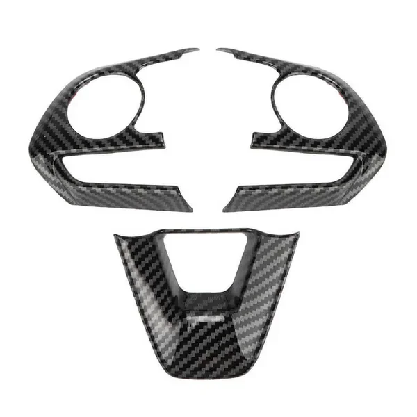 New 3pcs Car Steering Wheel Frame Cover Trim Interior Decaration Sticker Carbon Fiber Replacement for Toyota RAV4 2019