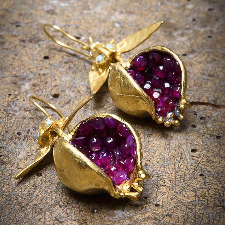 Pomegranate Gold Plated Earrings