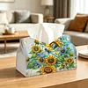 Diamond Painting PU Leather Sunflowers and Dragonfy Tissue Box Holder Desktop Organizer Art Home Office Decor Craft Gift for Women