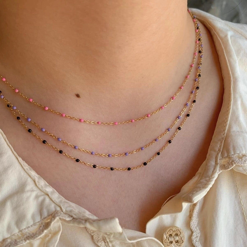 Casual Modern Style Color Block 304 Stainless Steel 16K Gold Plated White Gold Plated Gold Plated Enamel Plating Necklace