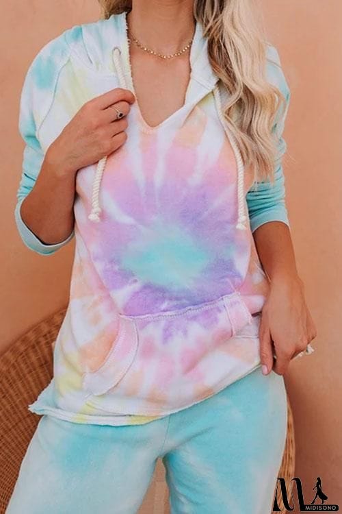 MidiSono - Tie Dye Flower Casual Hoodie