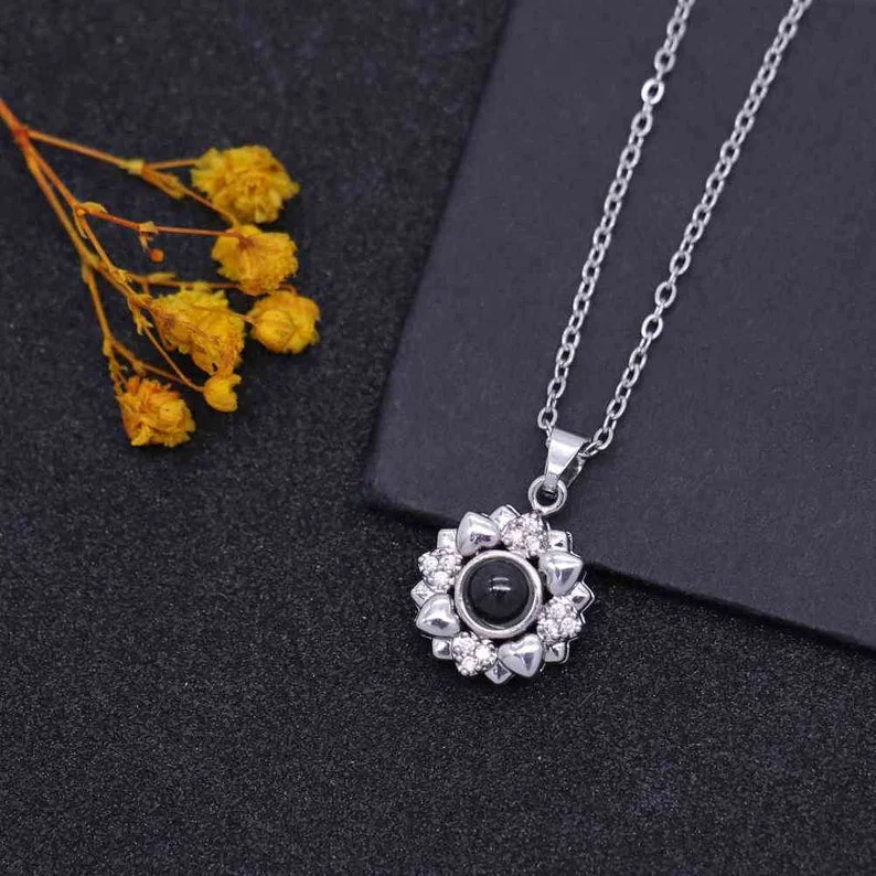 Early Christmas Sale-Personalized Sun Flower Photo Necklace