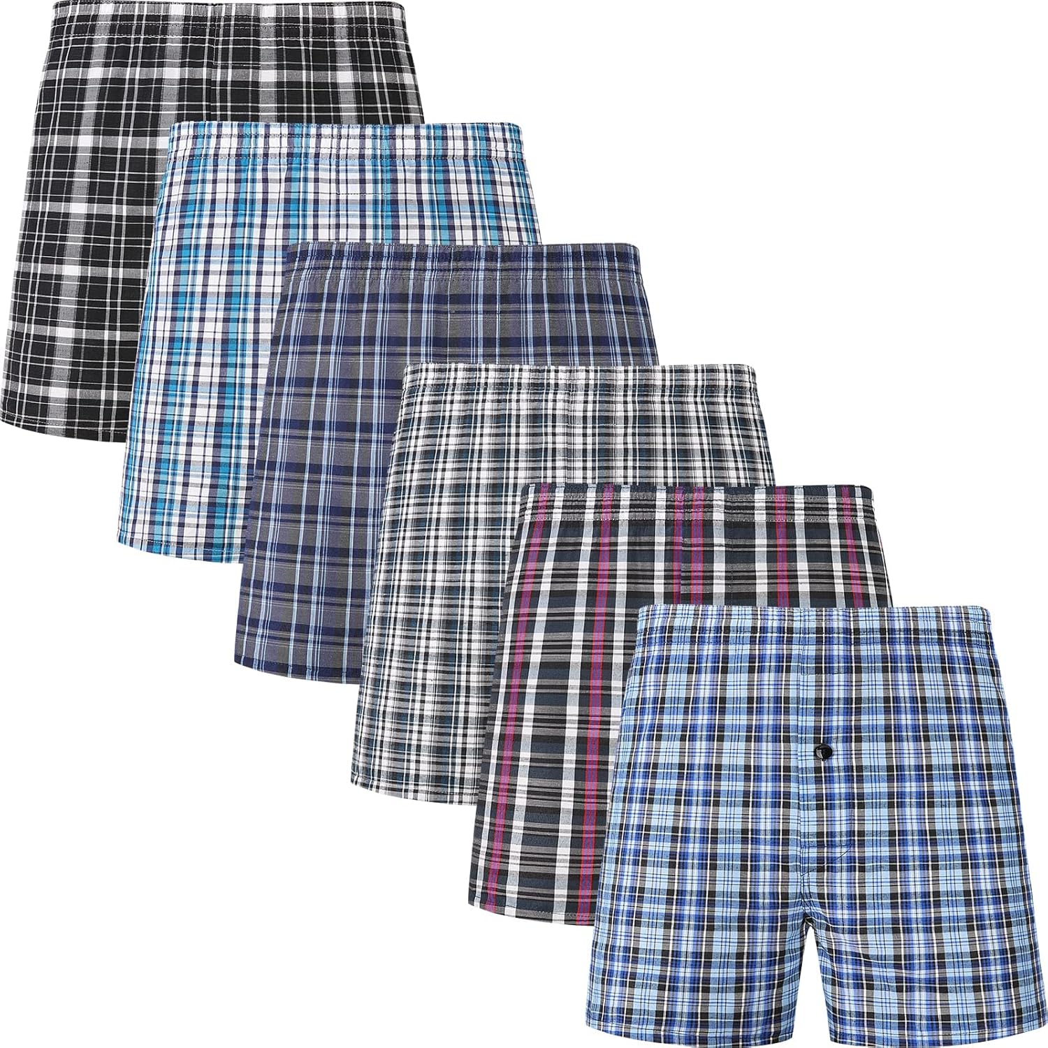 🎉JupiterSecret Men's Underwear Woven Boxers for Men Pack Cotton Boxer Shorts Elastic Waistband