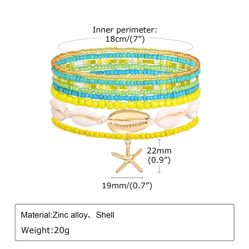 Hawaiian Vacation Beach Shell 18K Gold Plated Alloy Plastic Shell Bracelets