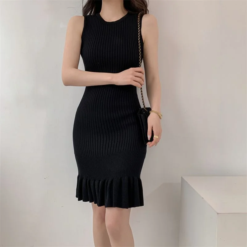 Uveng Uveng Knitted Summer Thin Dress Long New Slimless Temperament Bottom Vest Skirt