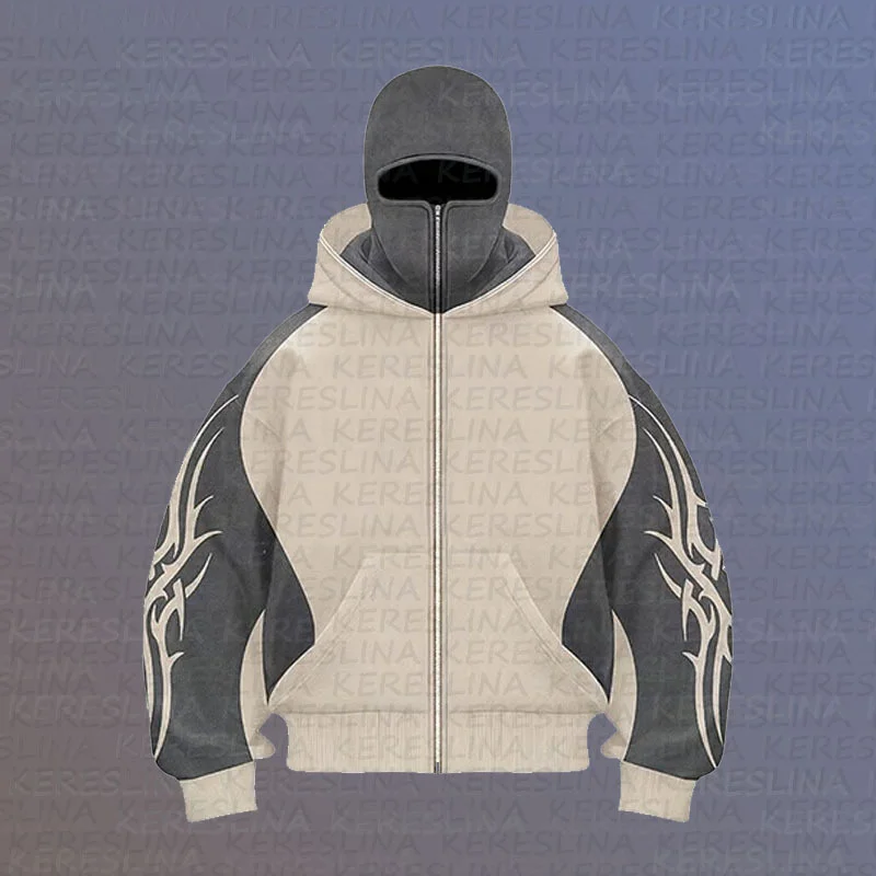 Athvotar Athvotar Street Color Double Hat Design Letter Hooded Cardigan Autumn And Winter Loose Y2K Sweater Set