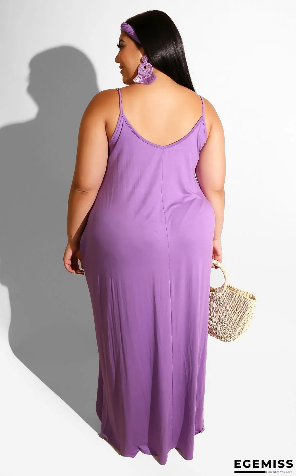 Casual Solid-colored Sling Dress Large Size Women's Wear Black Dresses | EGEMISS