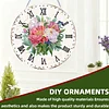 2D DIY Acrylic Pink Flower Diamond Painting Wall Clock Pendant w/ Clock Function