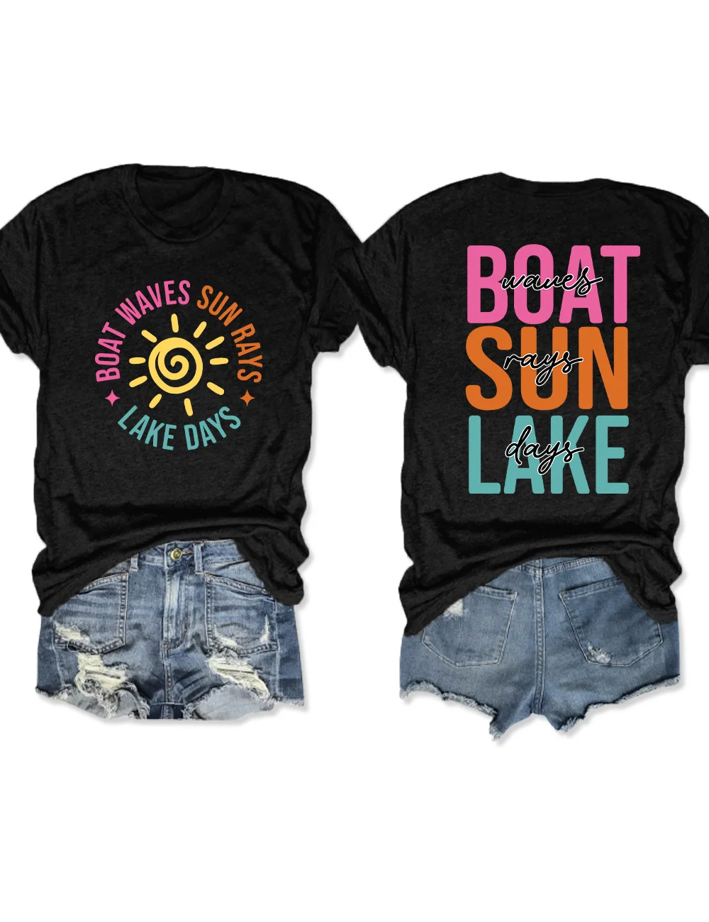 Boat Waves Sun Rays Lake Days T-Shirt
