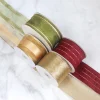 Premium Gauze Touch Golden Line Ribbon 6.5cm Festive Christmas Decor Gift Wrapping