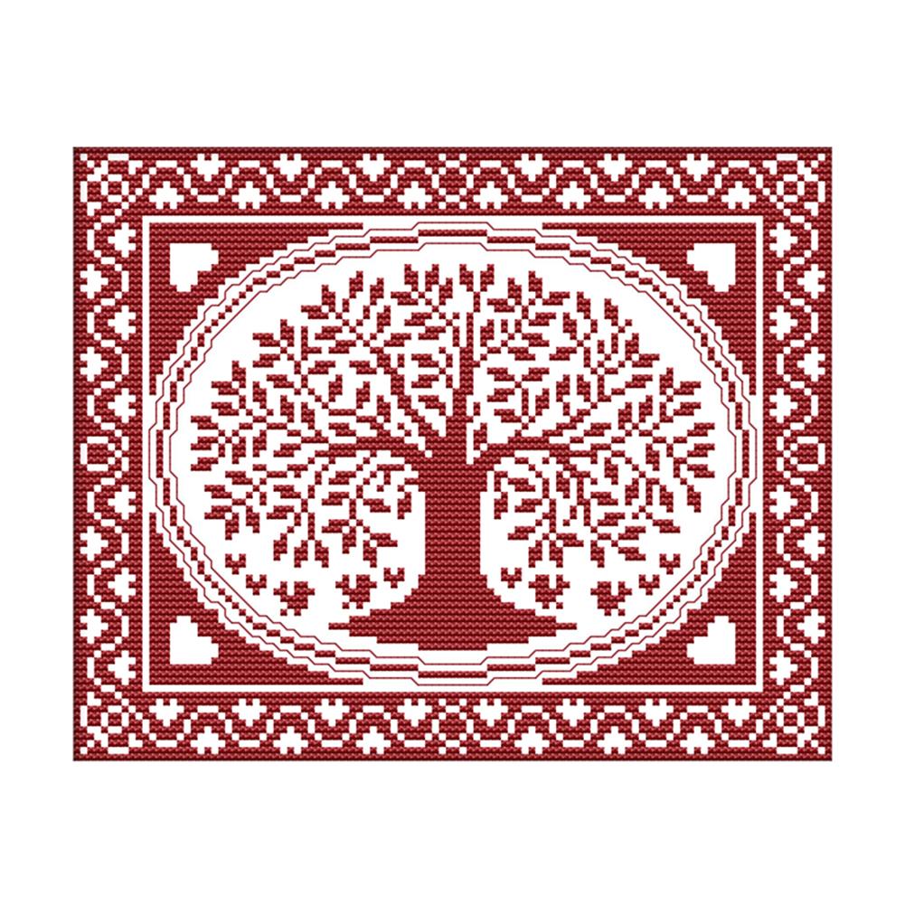 

Oval Happiness Tree - 14CT Stamped Cross Stitch - 28*21cm, 501 Original