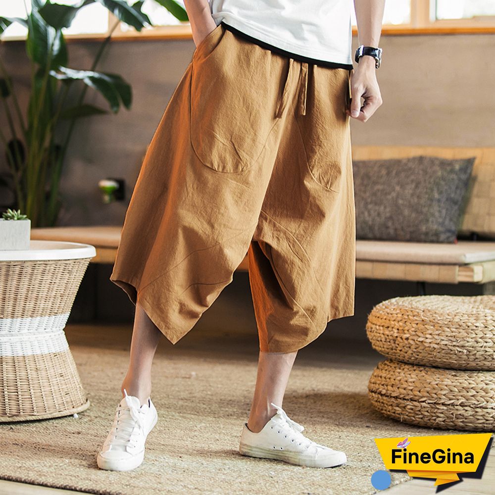 Dropshipping Men Harajuku Harem Pants Mens Summer Cotton Linen Joggers Pants Male Vintage Chinese Style Sweatpants Fashions