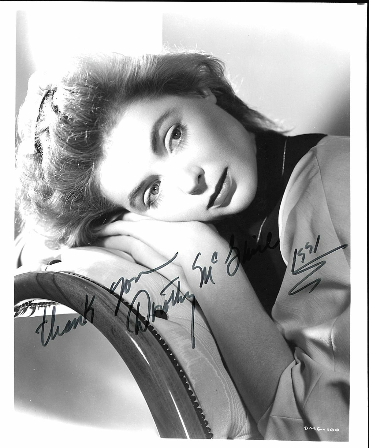 DOROTHY MCGUIRE (DECEASED) SIGNED 8X10 Photo Poster painting DATED 1991 WITH COA