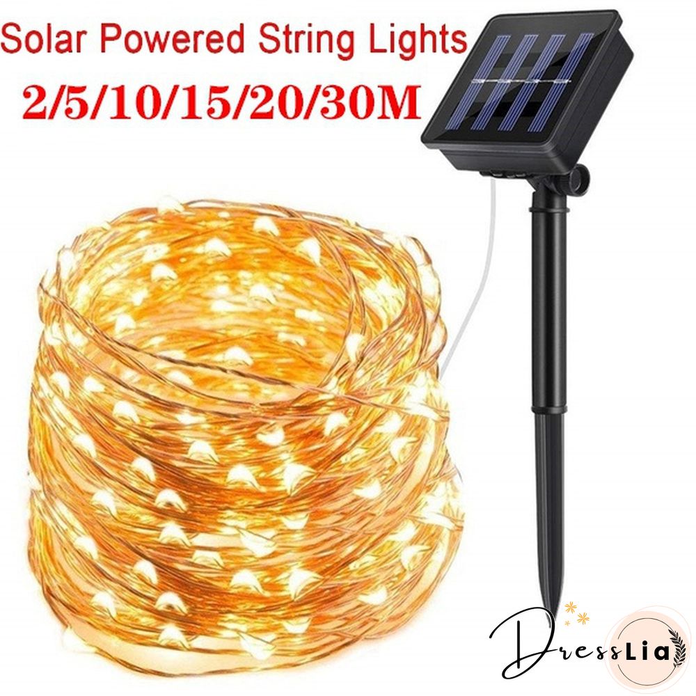 300/200/150/100/50/20 LEDs Waterproof Solar String Lights, Fairy Copper Wire String Lights for Christmas, Patio, Lawn, Garden, Wedding, Party and Holiday(1/2Pack)