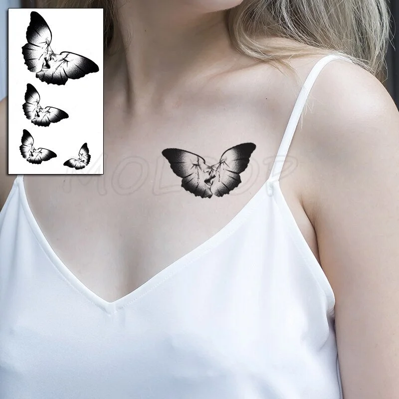 Butterfly Fake Tattoo Stickers Temporary Lunar Moon Lovely Insect Animal Body Makeup Waterproof Art for Kids Men Women