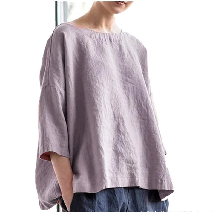 3/4 Sleeve Solid Casual Crew Neck T-Shirt