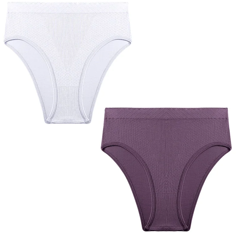 2PCS/Set Seamless Women's Panties Plus Size Underwear Women Briefs Lingeries Cotton Mid-Rise Underpants Panty Intimates