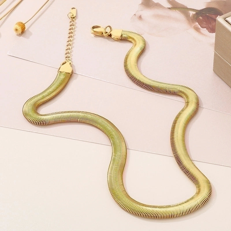 Streetwear Solid Color Titanium Steel 18K Gold Plated Plating Chain Necklace