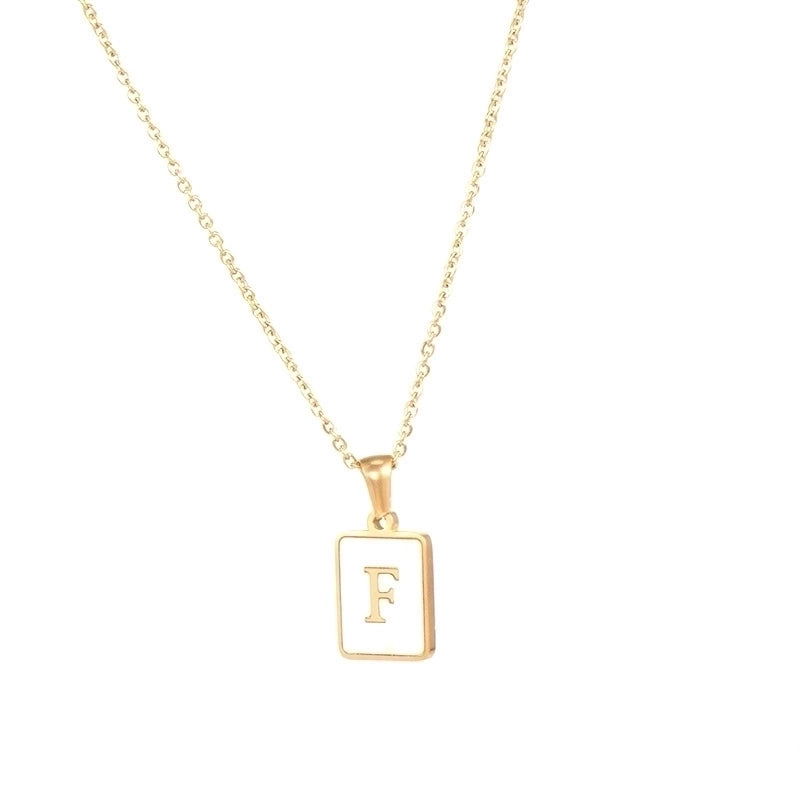 Vintage Style Letter Square 304 Stainless Steel Shell 18K Gold Plated Plating Inlay Pendant Necklace