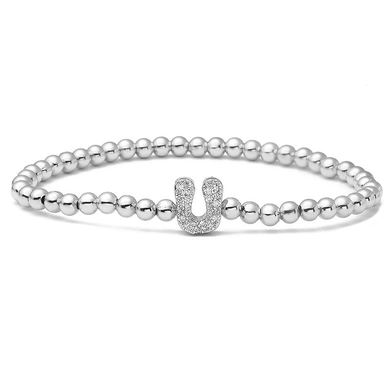 Vintage Style Minimalist Classic Style Letter Copper Zircon 18K Gold Plated Inlay Bracelets