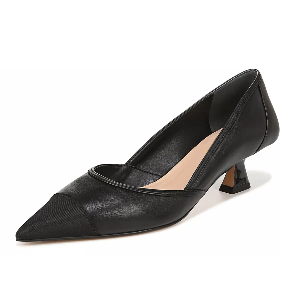Faux Leather Pointed Toe Spool Heel Classic Black Pumps for Women Nicepairs