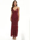 Evening Wrap A-Line Backless Embroidered V-Neck Maxi Dress