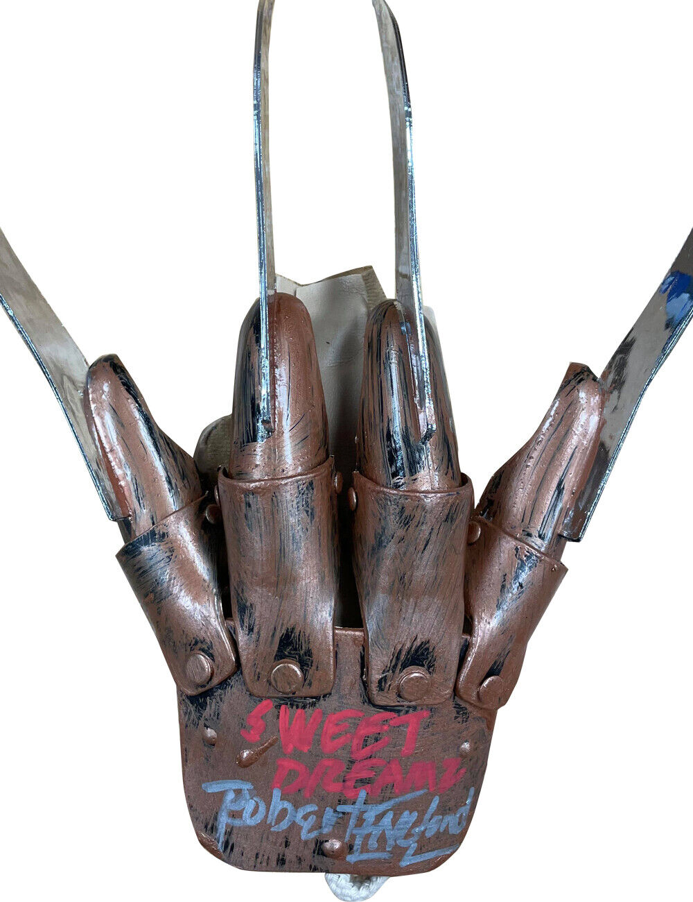 Freddy Krueger Plastic Glove Sweet Dreams Red Blue Signed by Robert Englund COA