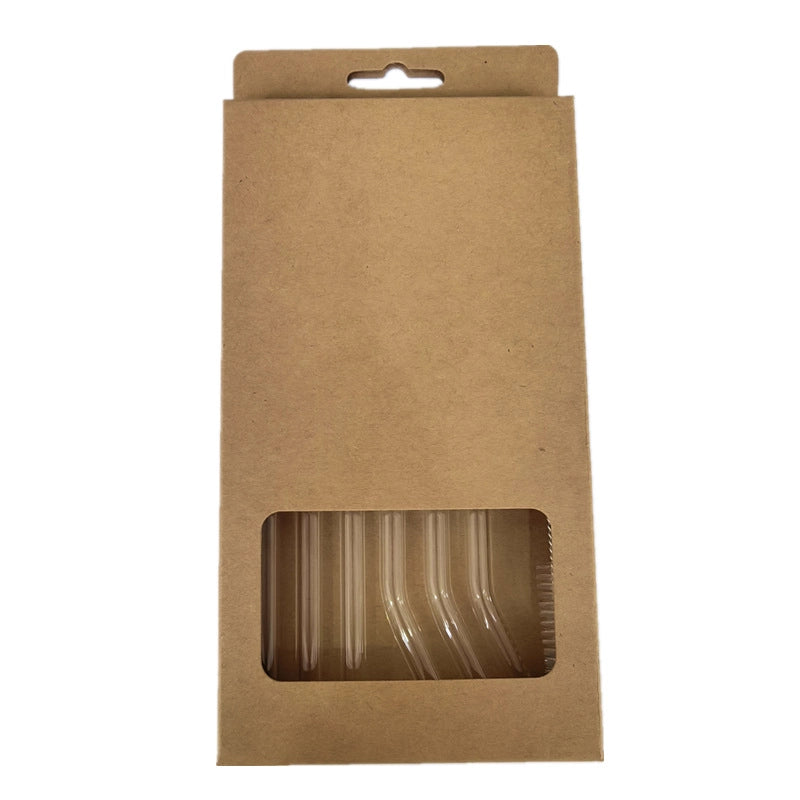 3 Pieces In Stock Neutral Transparent Colored Glass Straw Borosilicate Glass Straw Carton Suit