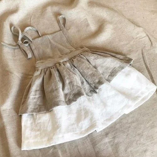 2020 New Summer Baby Girls Dresses European America Toddler Kids Girl Dress Casual Linen Clothing Ruffles Sweet Princess Dress