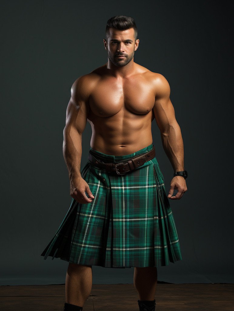 Men's Green Tartan Skirt