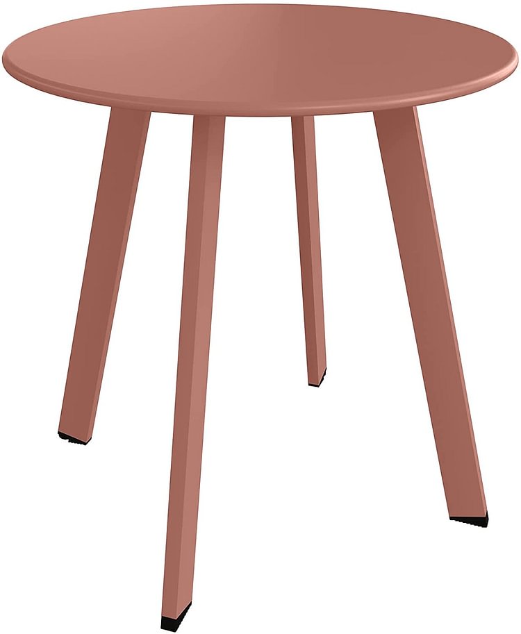 Steel Patio Side Table, Weather Resistant Outdoor Round End Table (Rose Dawn)