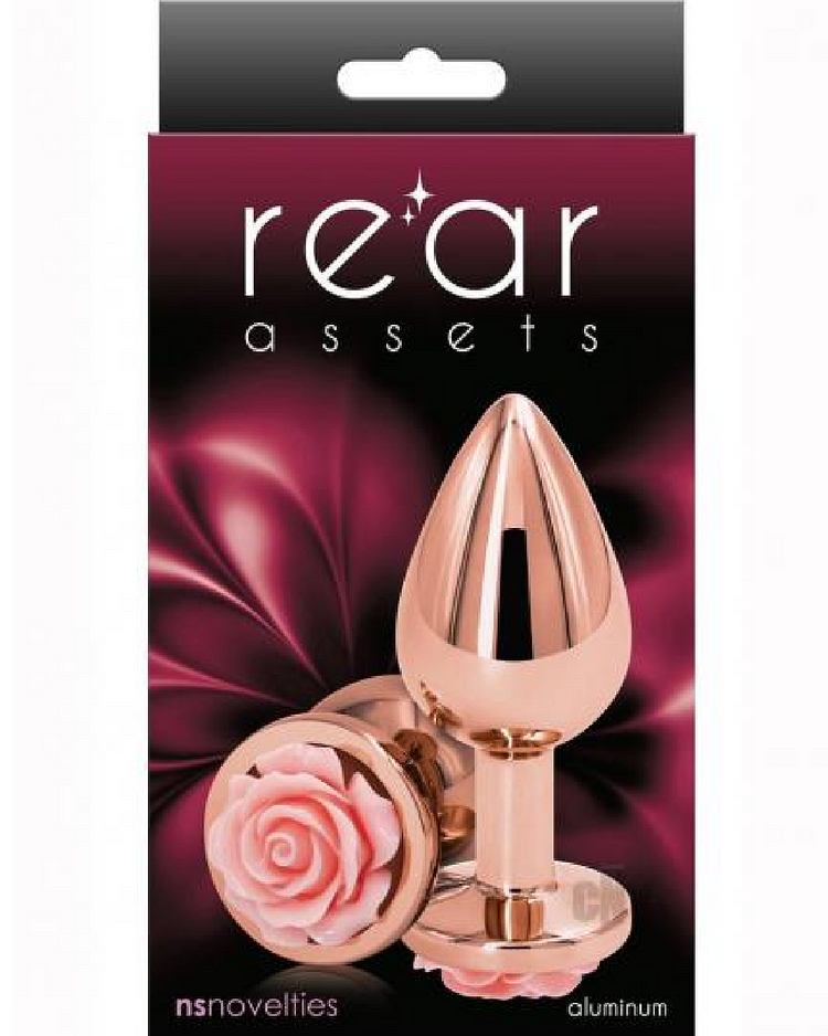 Pornhint Rear Assets Pink Rose Metal Anal Plug - Medium