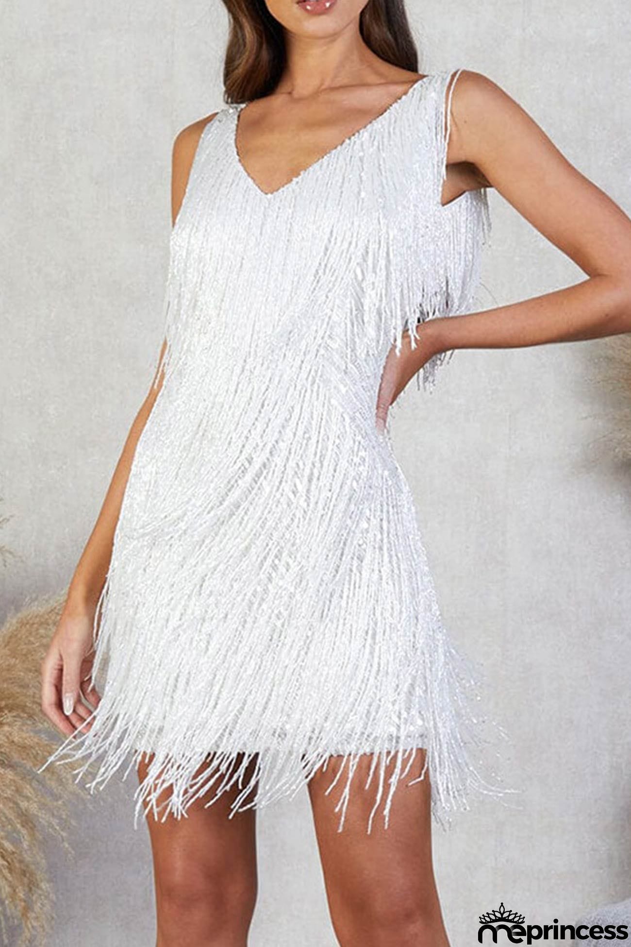Sequins Tassel Tank Mini Dress