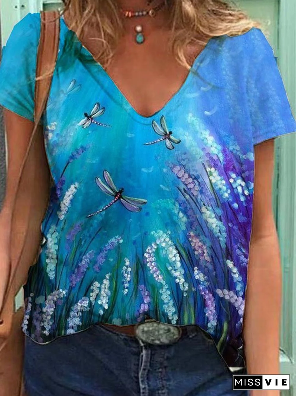 Floral V Neck T-shirt