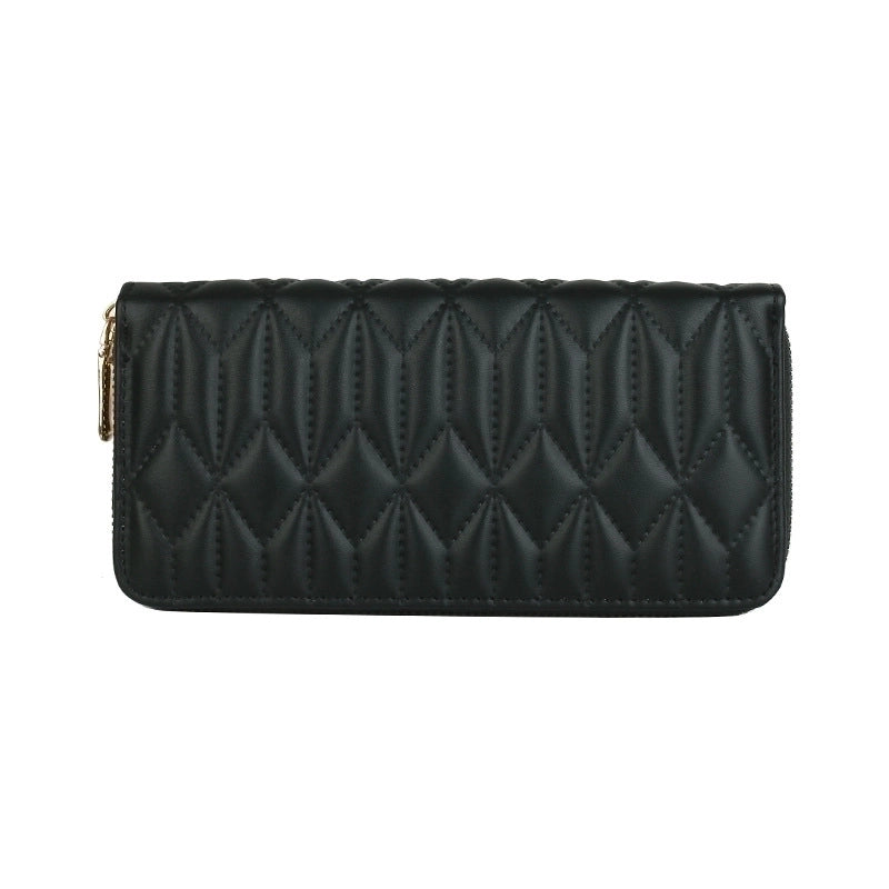 Women’s Stripe Lingge Pu Leather Zipper Wallets