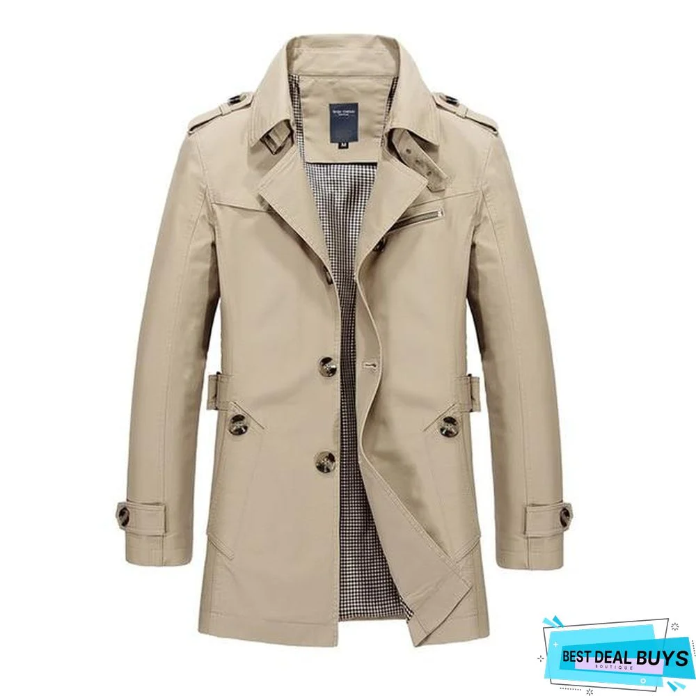 Long Leather Trench Coat Men New Men's Spring Casual Jacket Windbreaker Outerwear High Quality Fashion Long Coat