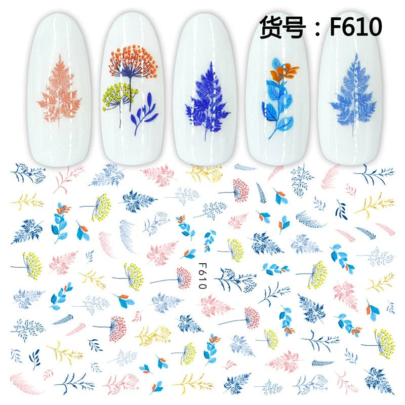 1pcs Fall Maple Leaves Nail Stickers 3D Yellow Gold Fall DIY Sliders Nail Art Decoration Autumn  Adhesive Manicure Nail Decals-Nail Inspo