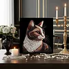 uk.everydayedeals DIY Pearl Painting With Frame - Handmade Self-Adhesive Pearls - Rich Cat(30*30cm)