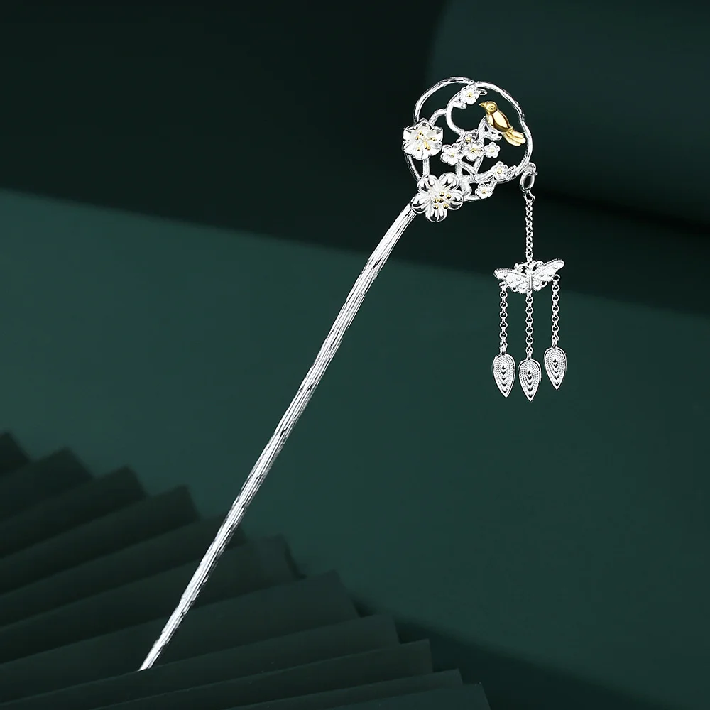 Magpie Silver Hairpin