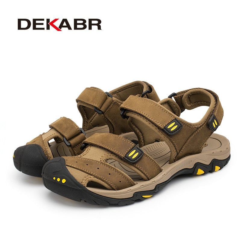 DEKABR New Fashion Summer Shoes Cow Leather Men Sandals Mens Casual Shoes Non-slip Rubber Soles Beach Shoes Plus Size 38 ~ 47