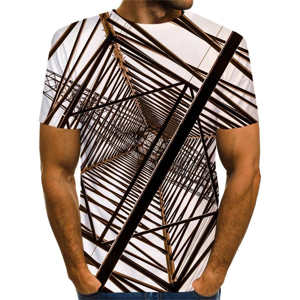 3D Graphic Short Sleeve Shirts Rectangle